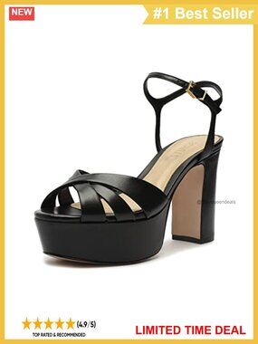 Women's Leather Platform Heeled Sandals Ankle Strap Block Heel 4in Wedding